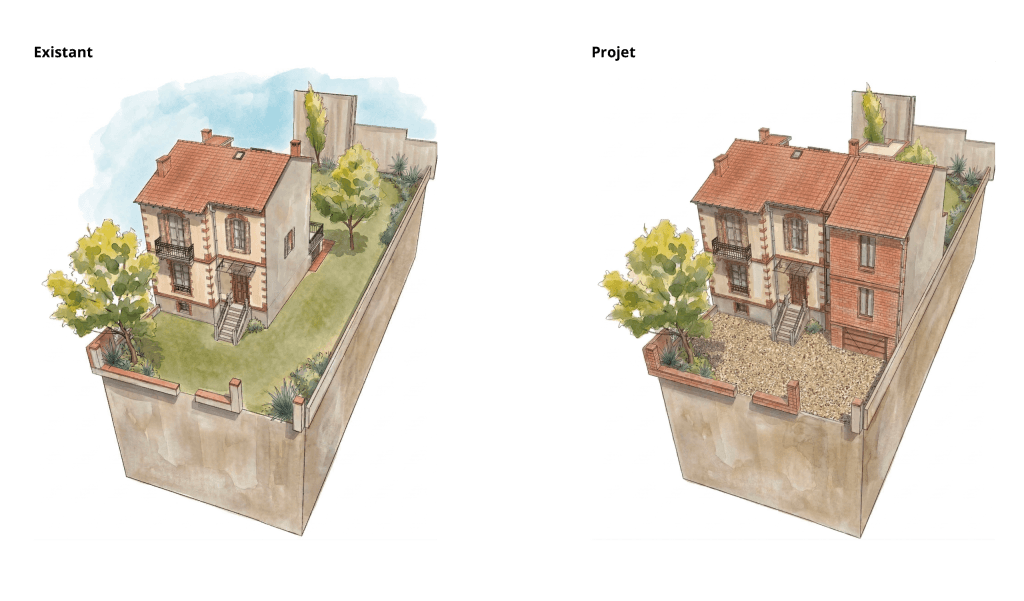 Volumétrie existant et projet